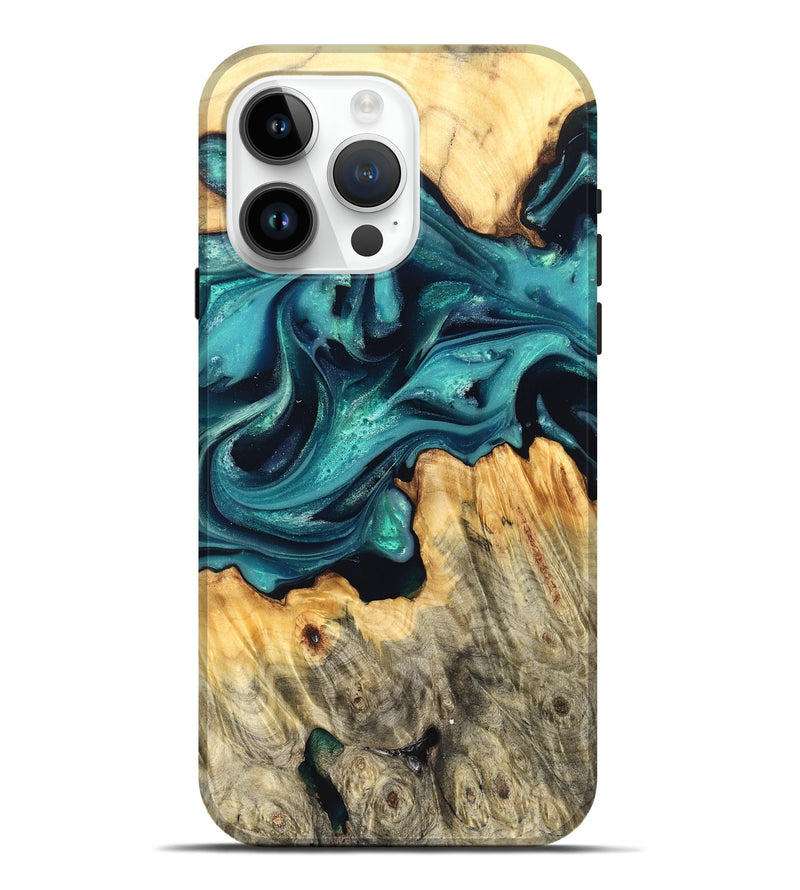 iPhone 15 Pro Max Wood Live Edge Phone Case - Faith (Green, 822967)