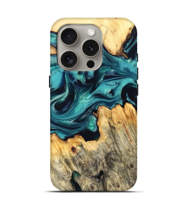 iPhone 16 Pro Wood Live Edge Phone Case - Faith (Green, 822967)
