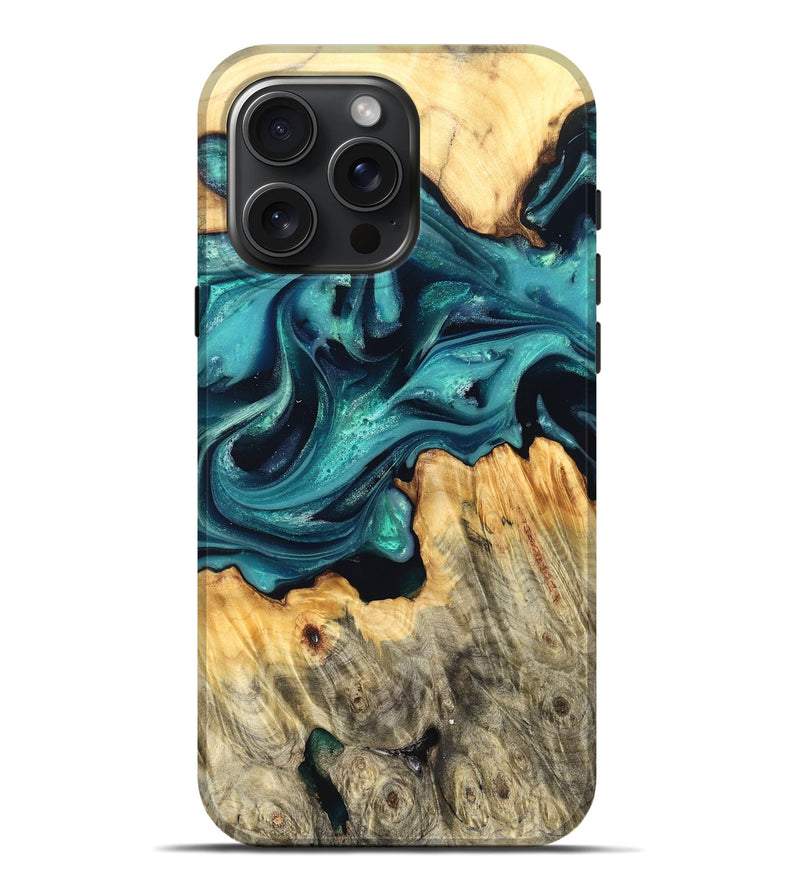iPhone 16 Pro Max Wood Live Edge Phone Case - Faith (Green, 822967)