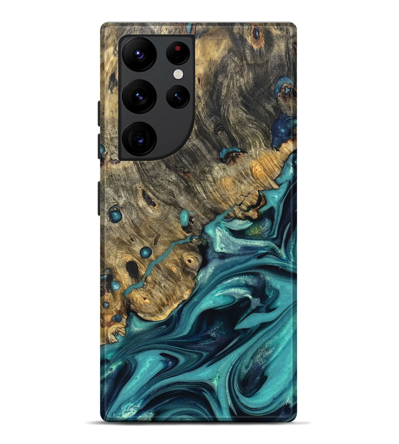 Galaxy S22 Ultra Wood Live Edge Phone Case - Deidre (Green, 822968)