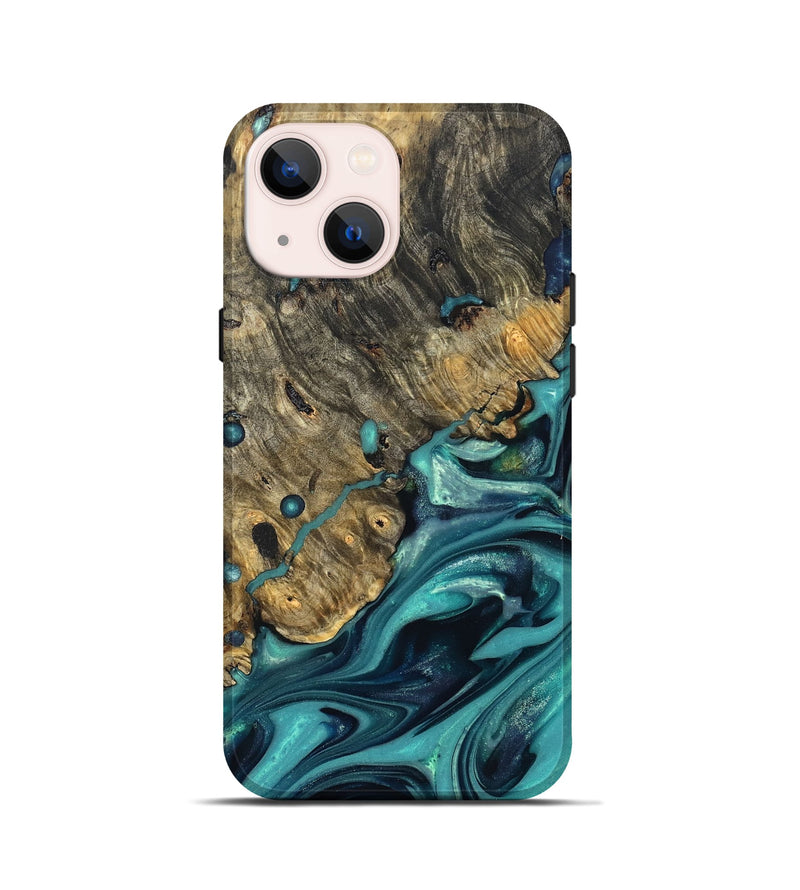 iPhone 13 mini Wood Live Edge Phone Case - Deidre (Green, 822968)