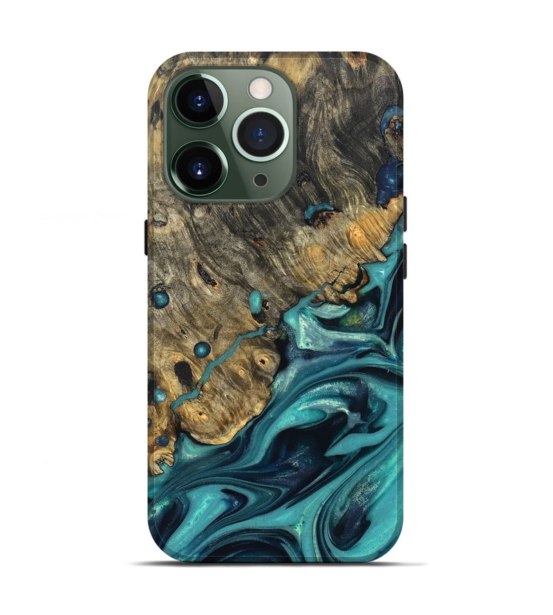 iPhone 13 Pro Wood Live Edge Phone Case - Deidre (Green, 822968)