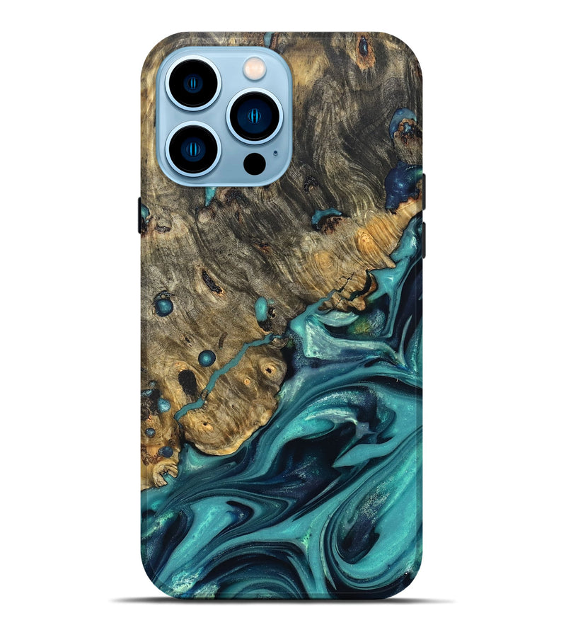 iPhone 14 Pro Max Wood Live Edge Phone Case - Deidre (Green, 822968)