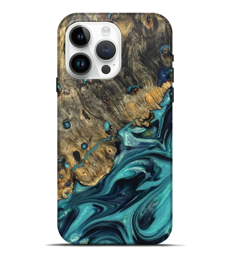 iPhone 15 Pro Max Wood Live Edge Phone Case - Deidre (Green, 822968)
