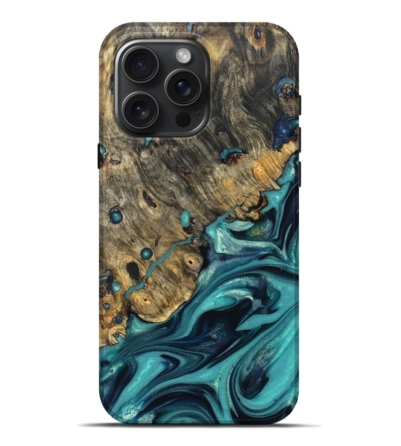 iPhone 16 Pro Max Wood Live Edge Phone Case - Deidre (Green, 822968)