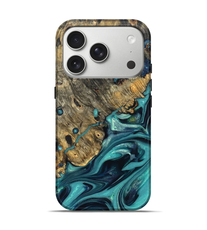iPhone 17 Pro Wood Live Edge Phone Case - Deidre (Green, 822968)