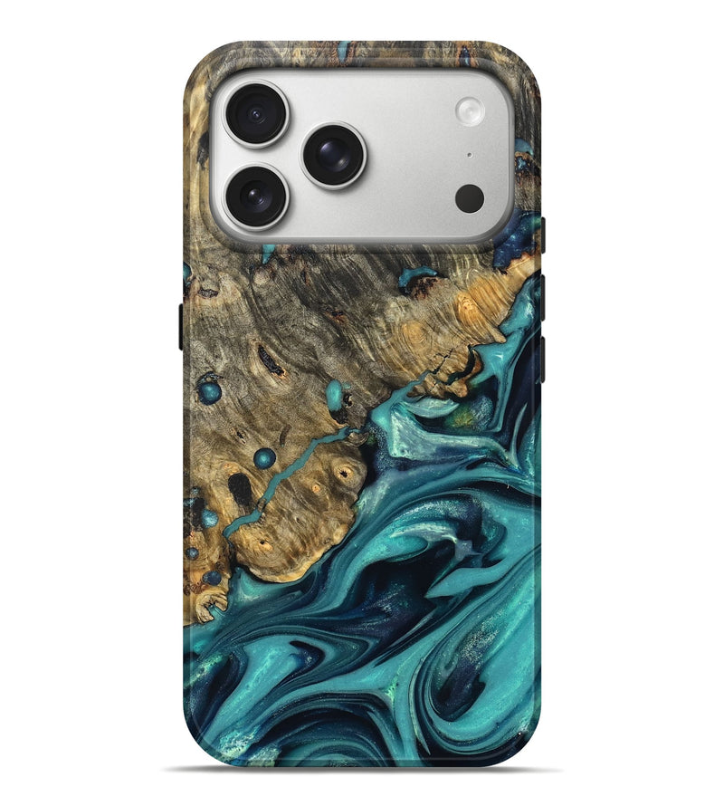 iPhone 17 Pro Max Wood Live Edge Phone Case - Deidre (Green, 822968)