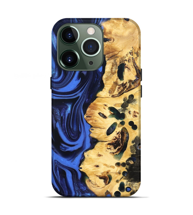 iPhone 13 Pro Wood Live Edge Phone Case - Aniyah (Blue, 822969)