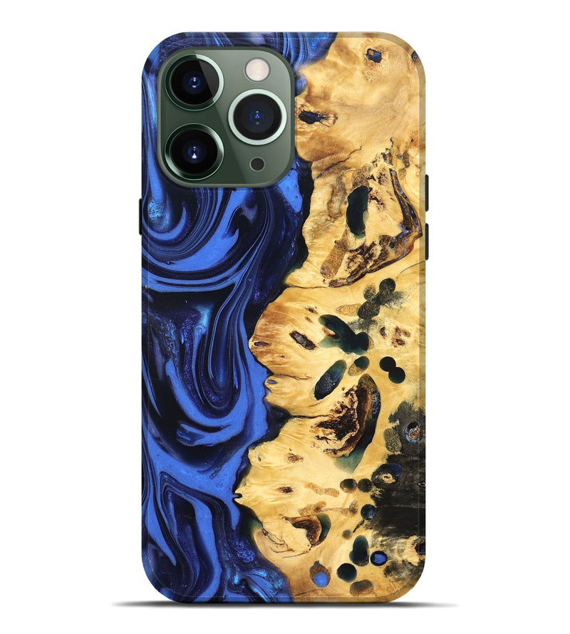iPhone 13 Pro Max Wood Live Edge Phone Case - Aniyah (Blue, 822969)