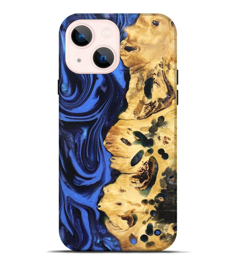 iPhone 14 Plus Wood Live Edge Phone Case - Aniyah (Blue, 822969)