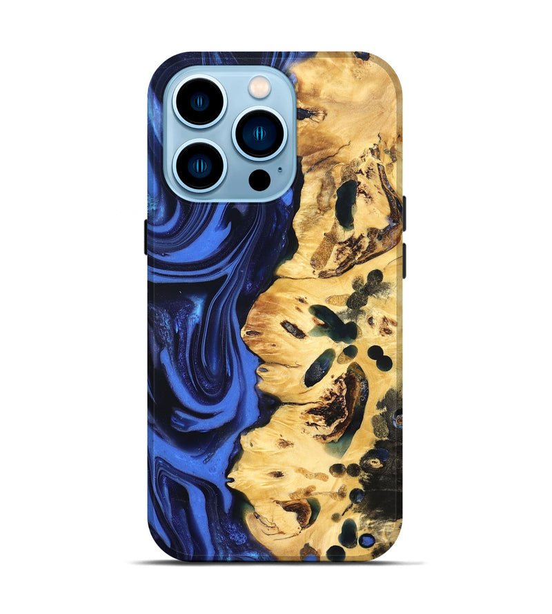 iPhone 14 Pro Wood Live Edge Phone Case - Aniyah (Blue, 822969)
