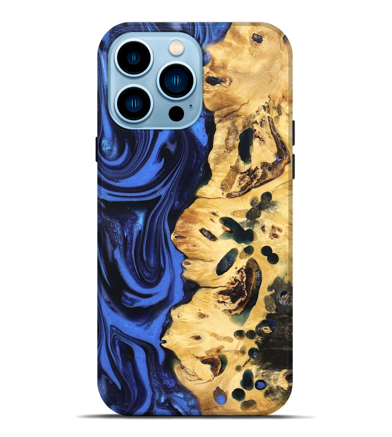 iPhone 14 Pro Max Wood Live Edge Phone Case - Aniyah (Blue, 822969)