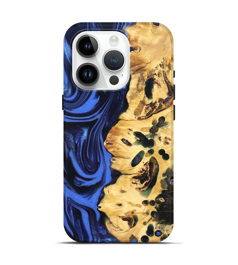 iPhone 15 Pro Wood Live Edge Phone Case - Aniyah (Blue, 822969)