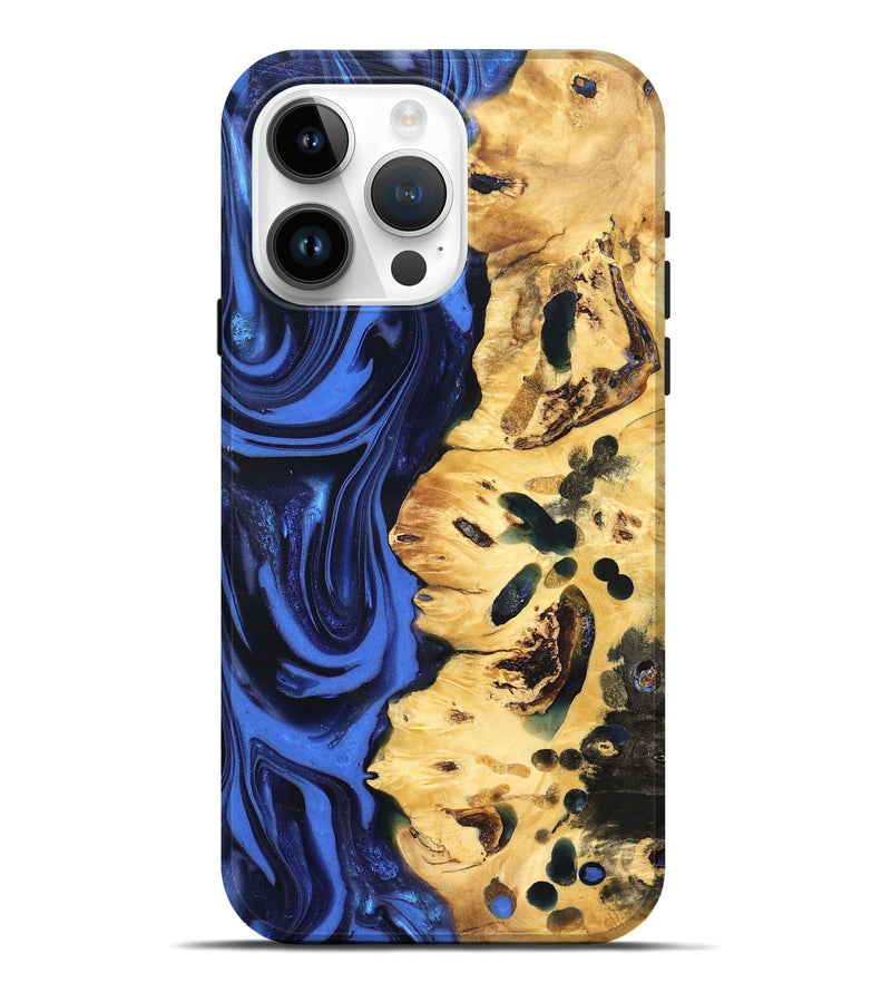 iPhone 15 Pro Max Wood Live Edge Phone Case - Aniyah (Blue, 822969)