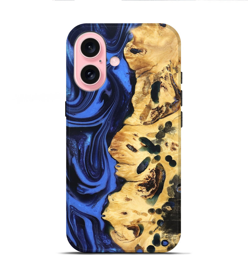 iPhone 16 Wood Live Edge Phone Case - Aniyah (Blue, 822969)