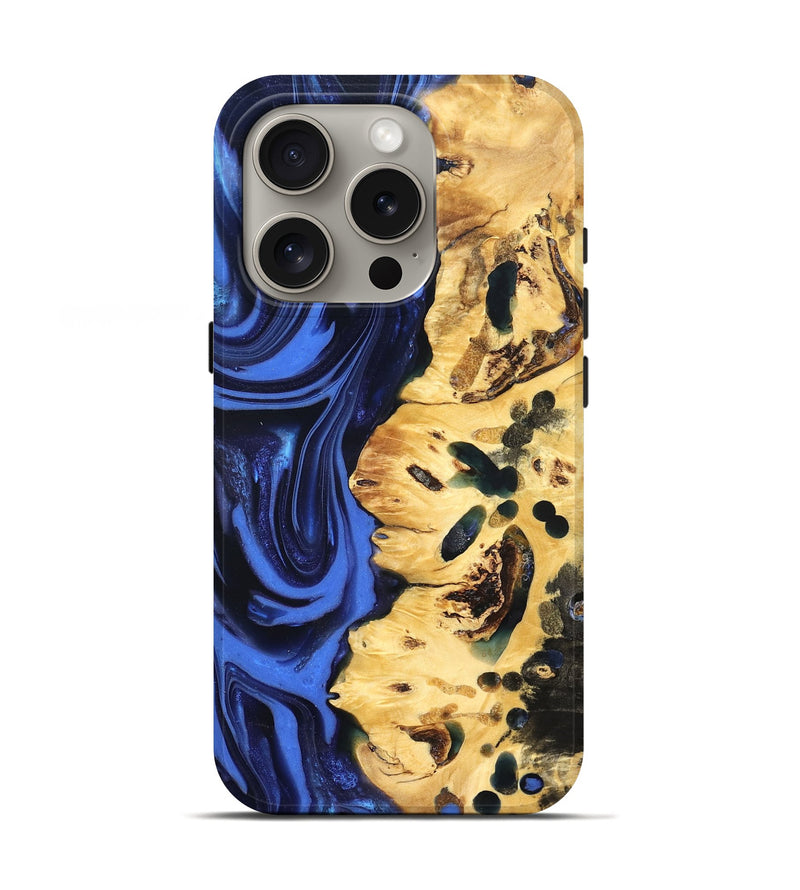 iPhone 16 Pro Wood Live Edge Phone Case - Aniyah (Blue, 822969)