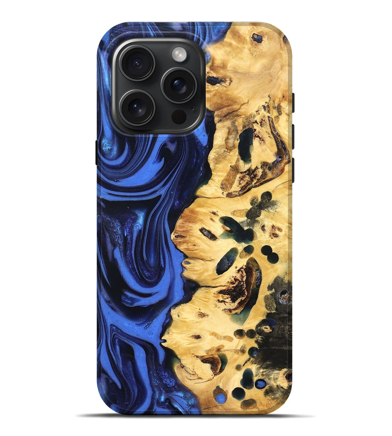 iPhone 16 Pro Max Wood Live Edge Phone Case - Aniyah (Blue, 822969)