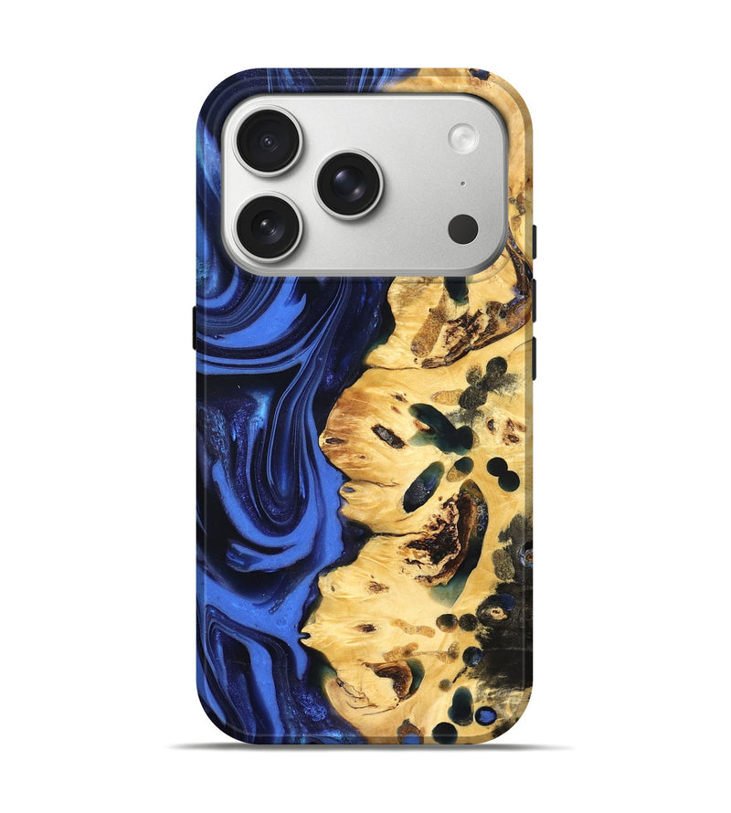 iPhone 17 Pro Wood Live Edge Phone Case - Aniyah (Blue, 822969)