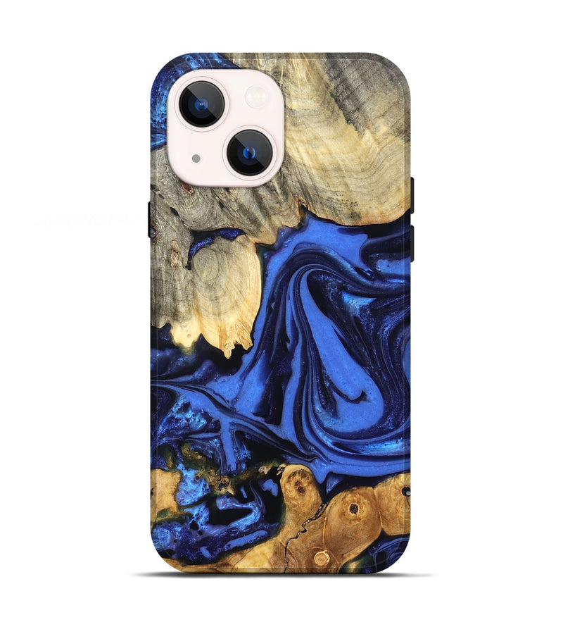 iPhone 13 Wood Live Edge Phone Case - Marlin (Blue, 822970)