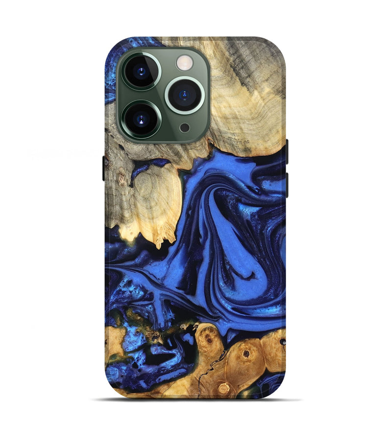 iPhone 13 Pro Wood Live Edge Phone Case - Marlin (Blue, 822970)
