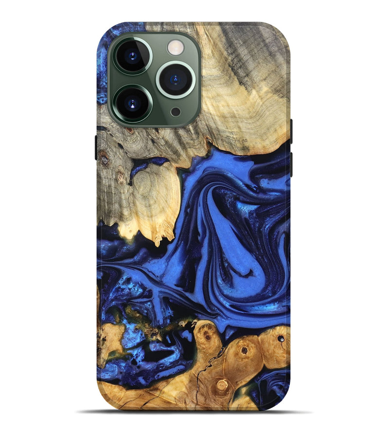 iPhone 13 Pro Max Wood Live Edge Phone Case - Marlin (Blue, 822970)