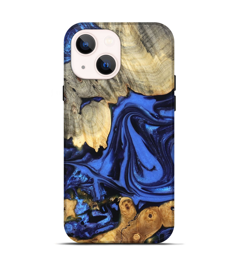iPhone 14 Wood Live Edge Phone Case - Marlin (Blue, 822970)
