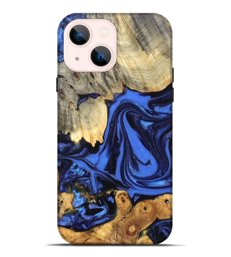 iPhone 14 Plus Wood Live Edge Phone Case - Marlin (Blue, 822970)