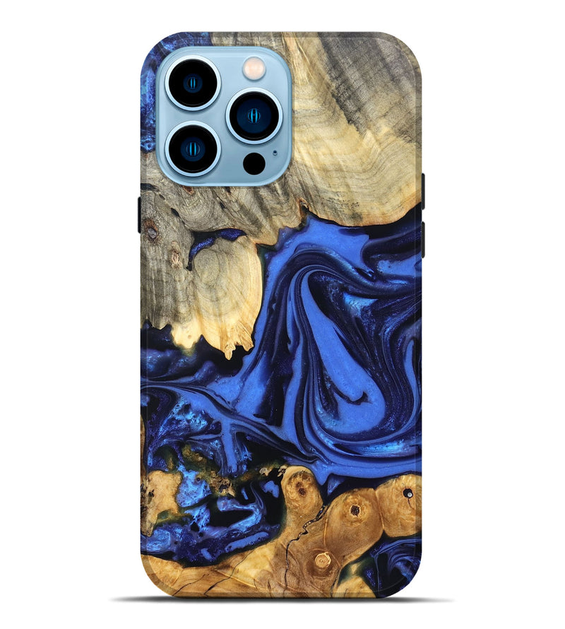 iPhone 14 Pro Max Wood Live Edge Phone Case - Marlin (Blue, 822970)