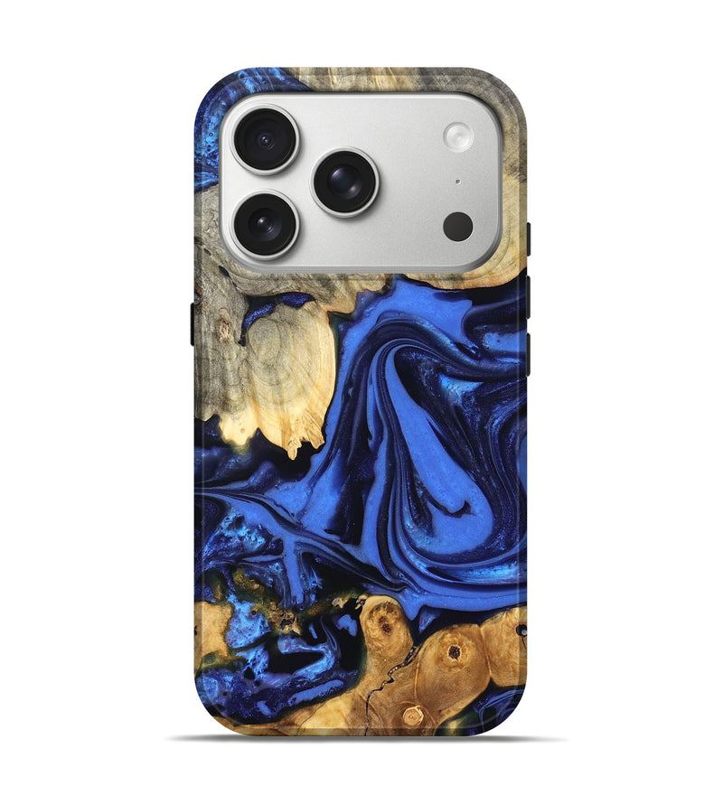 iPhone 17 Pro Wood Live Edge Phone Case - Marlin (Blue, 822970)