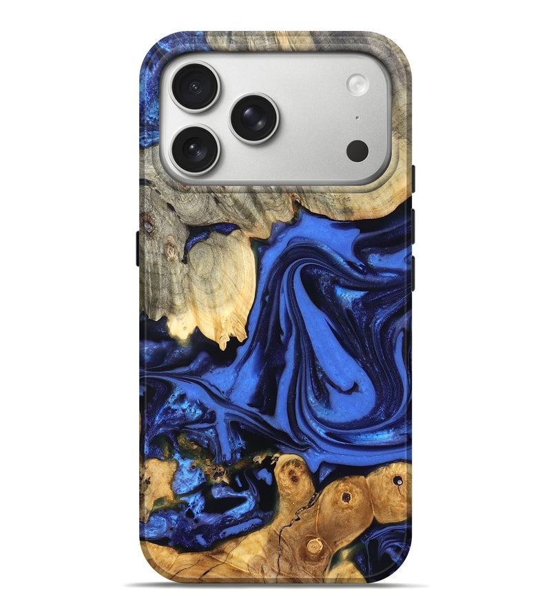 iPhone 17 Pro Max Wood Live Edge Phone Case - Marlin (Blue, 822970)
