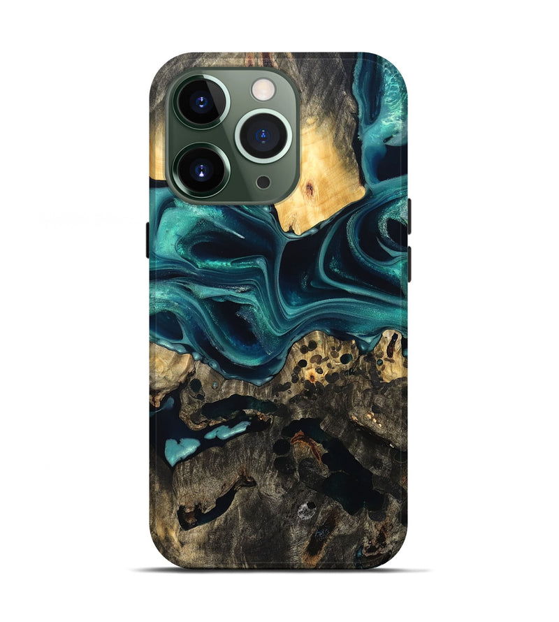 iPhone 13 Pro Wood Live Edge Phone Case - Karon (Green, 822972)