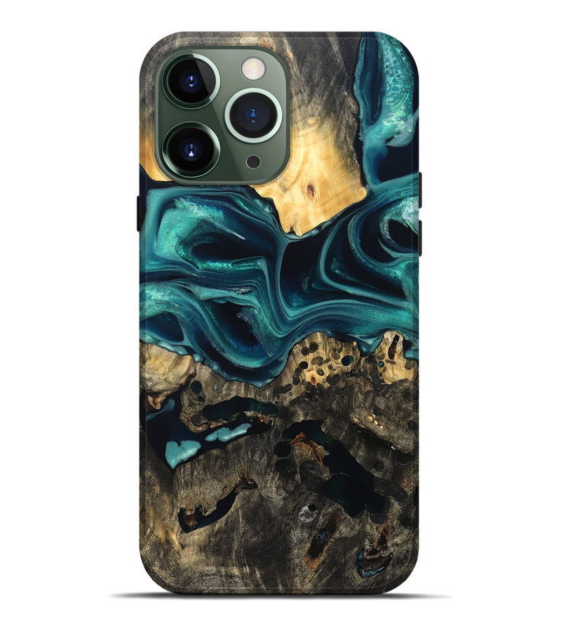 iPhone 13 Pro Max Wood Live Edge Phone Case - Karon (Green, 822972)