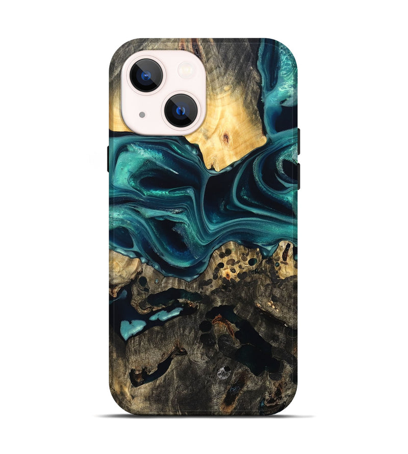 iPhone 14 Wood Live Edge Phone Case - Karon (Green, 822972)
