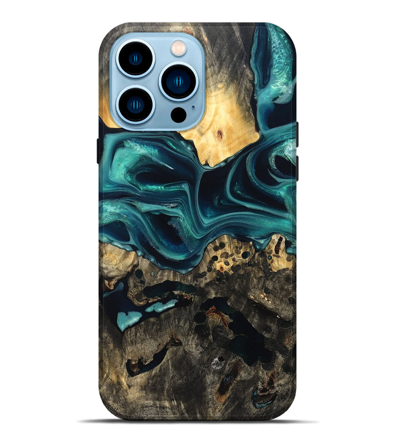 iPhone 14 Pro Max Wood Live Edge Phone Case - Karon (Green, 822972)