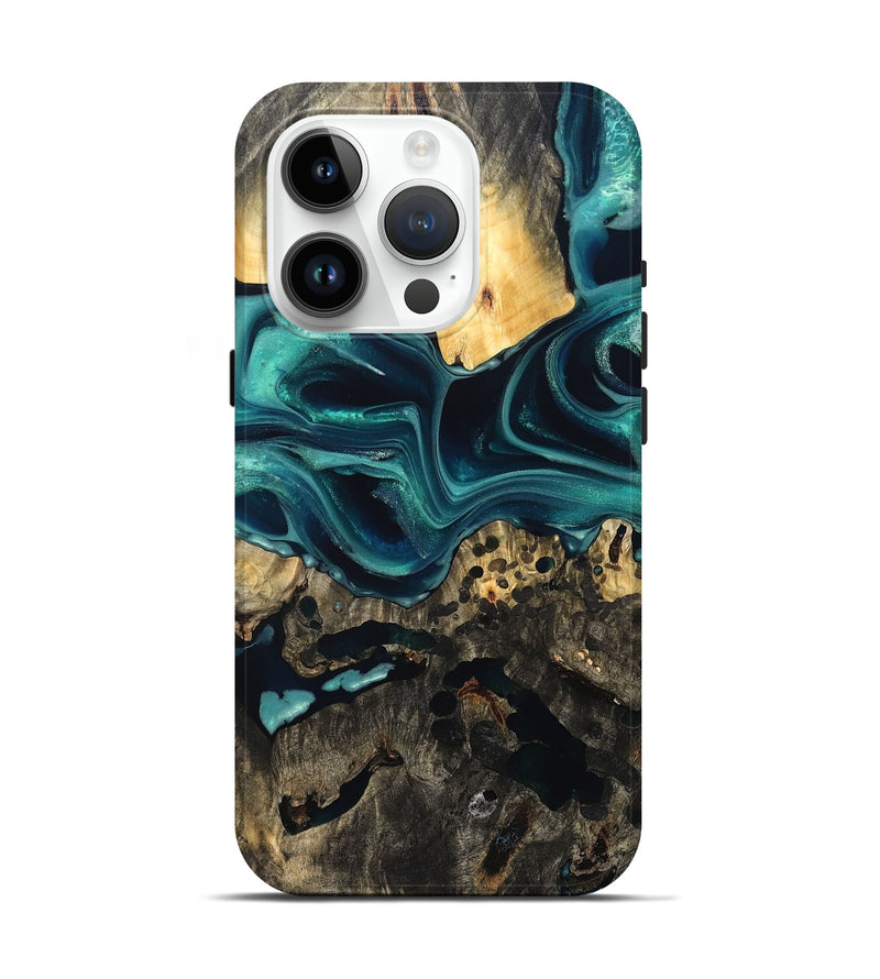 iPhone 15 Pro Wood Live Edge Phone Case - Karon (Green, 822972)