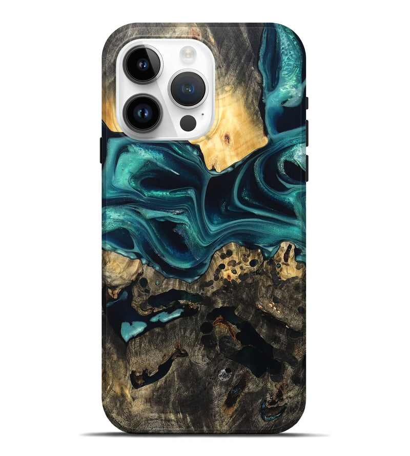 iPhone 15 Pro Max Wood Live Edge Phone Case - Karon (Green, 822972)
