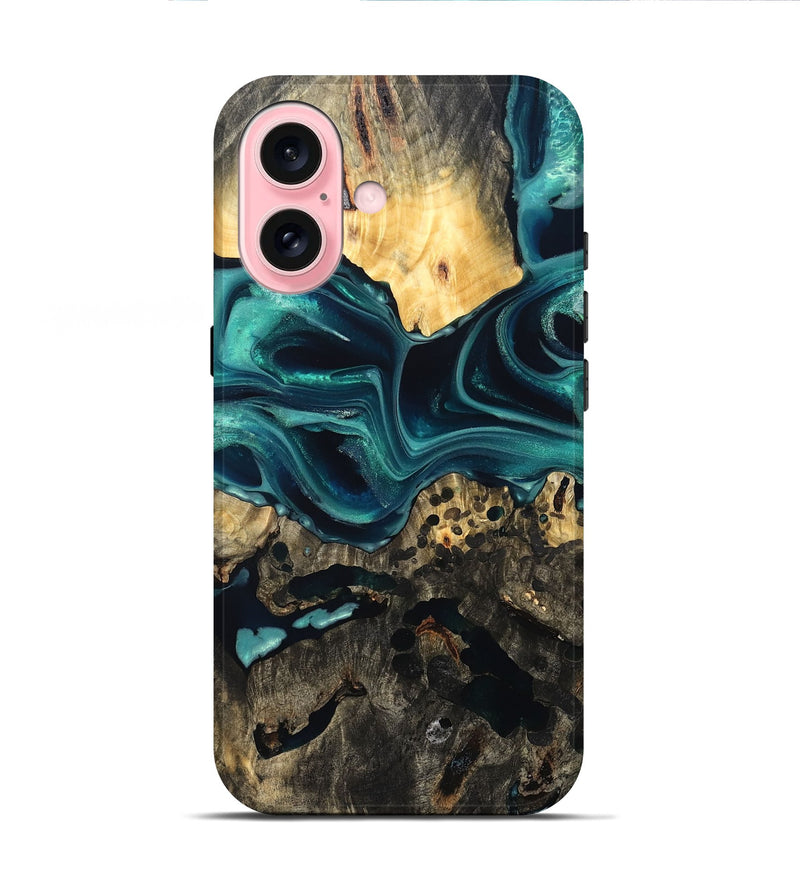 iPhone 16 Wood Live Edge Phone Case - Karon (Green, 822972)