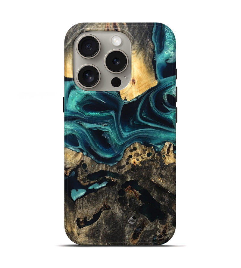 iPhone 16 Pro Wood Live Edge Phone Case - Karon (Green, 822972)