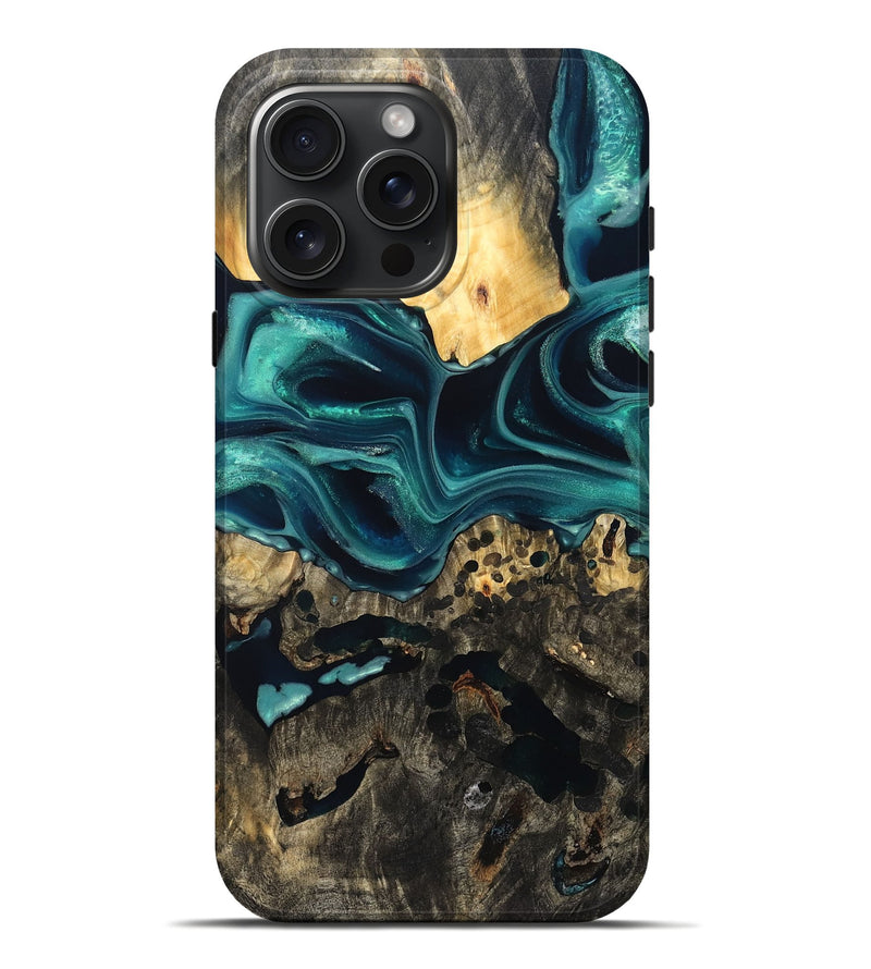 iPhone 16 Pro Max Wood Live Edge Phone Case - Karon (Green, 822972)