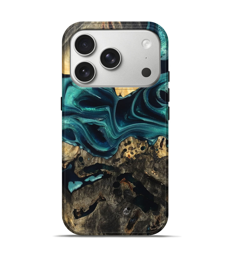 iPhone 17 Pro Wood Live Edge Phone Case - Karon (Green, 822972)