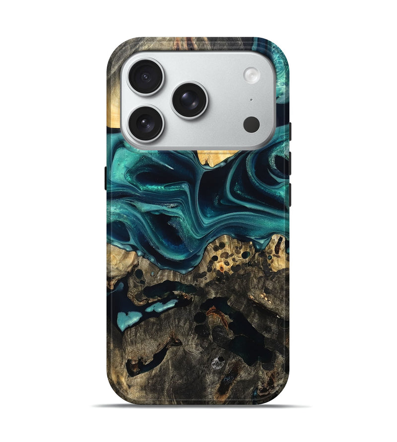 iPhone 18 Pro Wood Live Edge Phone Case - Karon (Green, 822972)