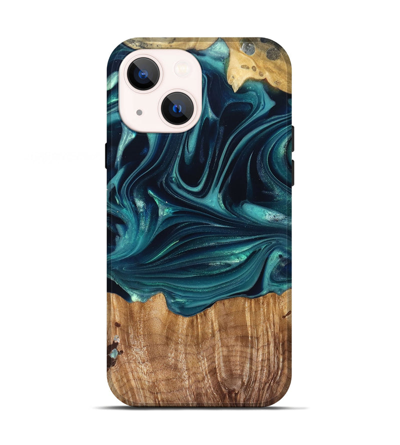 iPhone 13 Wood Live Edge Phone Case - Tammi (Green, 822973)