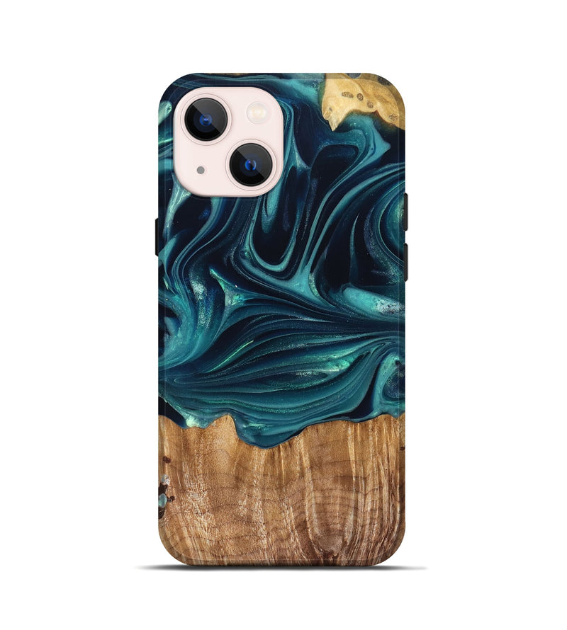 iPhone 13 mini Wood Live Edge Phone Case - Tammi (Green, 822973)