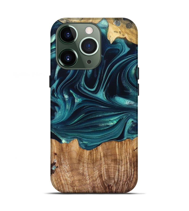 iPhone 13 Pro Wood Live Edge Phone Case - Tammi (Green, 822973)