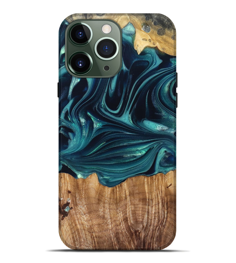 iPhone 13 Pro Max Wood Live Edge Phone Case - Tammi (Green, 822973)