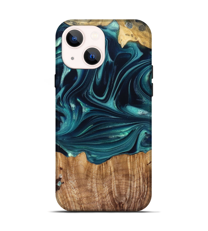 iPhone 14 Wood Live Edge Phone Case - Tammi (Green, 822973)