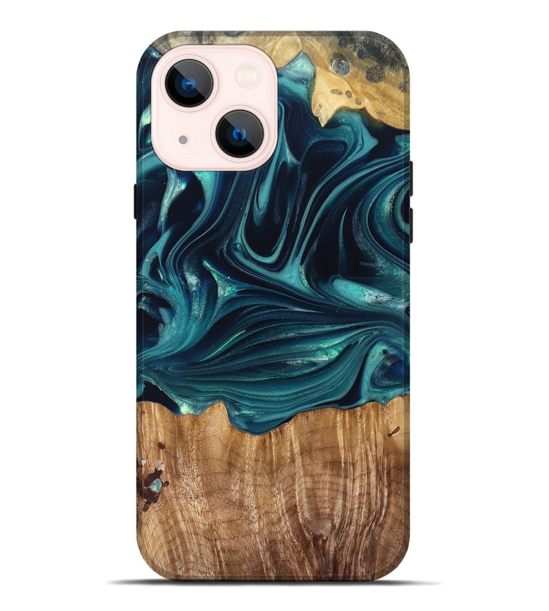 iPhone 14 Plus Wood Live Edge Phone Case - Tammi (Green, 822973)