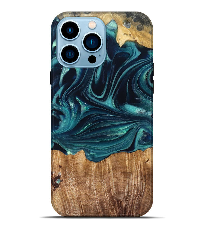 iPhone 14 Pro Max Wood Live Edge Phone Case - Tammi (Green, 822973)