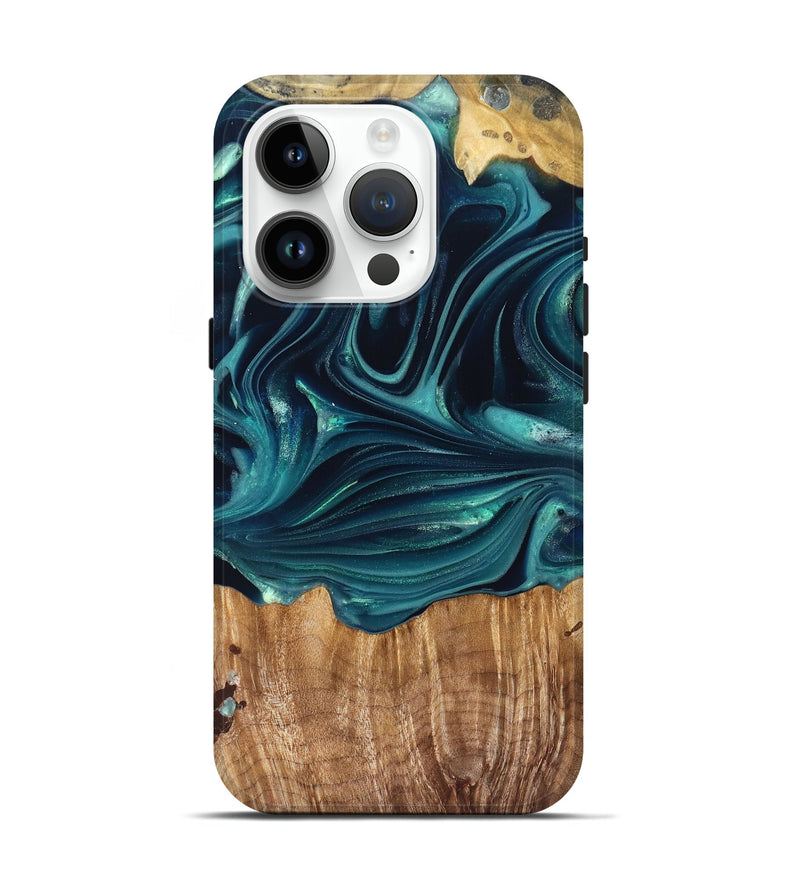 iPhone 15 Pro Wood Live Edge Phone Case - Tammi (Green, 822973)