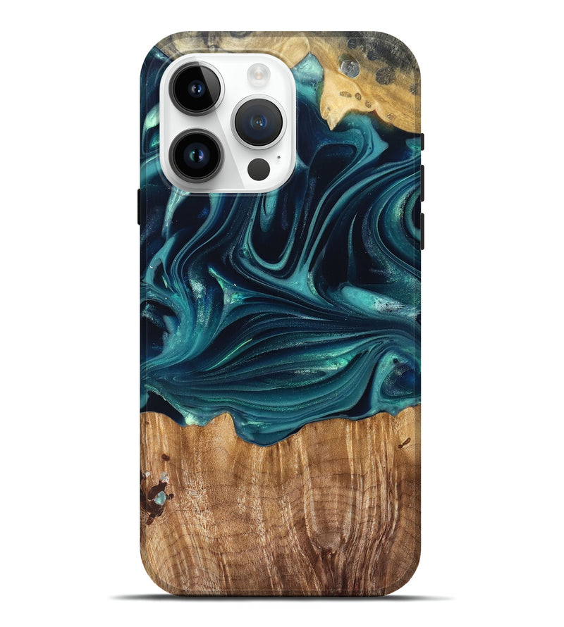 iPhone 15 Pro Max Wood Live Edge Phone Case - Tammi (Green, 822973)